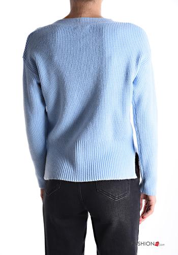 Ribbed mini long sleeve Sweater with v-neck - ph 2