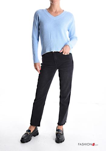 Ribbed mini long sleeve Sweater with v-neck - ph 5