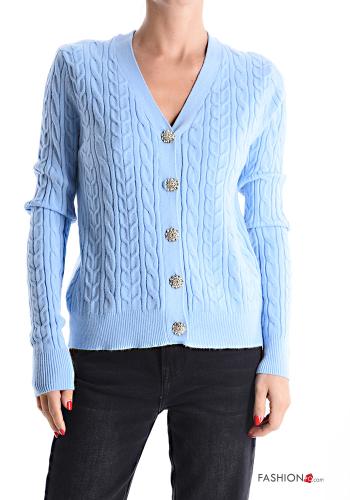 Cardigan with buttons with rhinestones with v-neck - ph 1