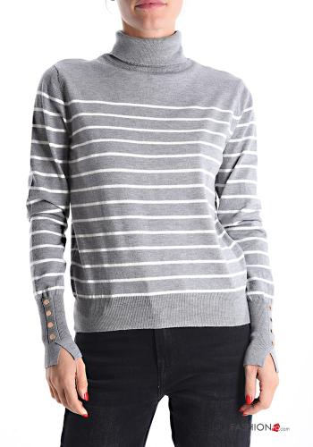 Striped long sleeve Rollneck with buttons - ph 1