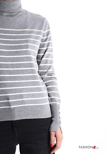 Striped long sleeve Rollneck with buttons - ph 4