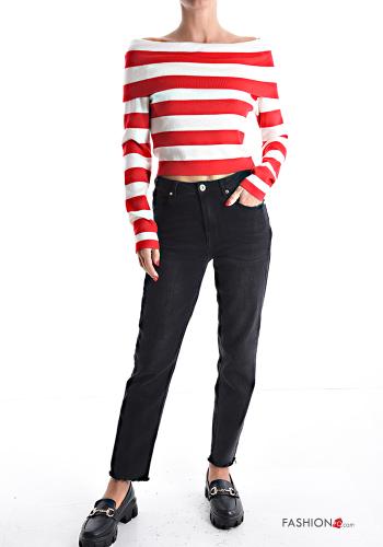 Jersey manga larga corto a rayas escote bardot - ph 5