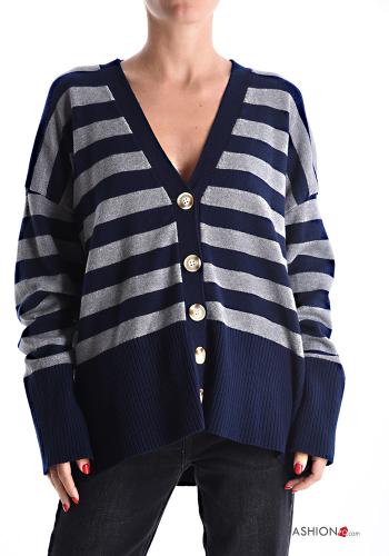 Striped long sleeve Cardigan with buttons with v-neck - ph 1