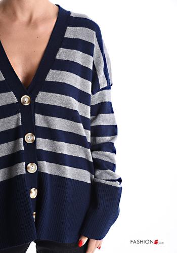 Striped long sleeve Cardigan with buttons with v-neck - ph 4