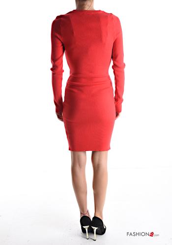 long sleeve crew neck knee-length Dress with rhinestones - ph 2