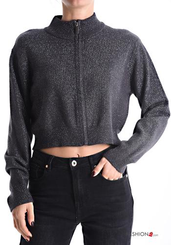 long sleeve mini lurex Cardigan Rollneck with zip - ph 1