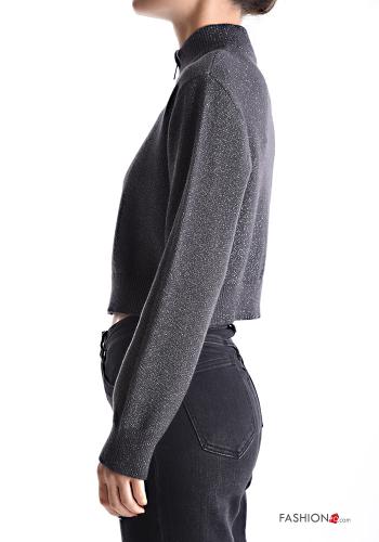 long sleeve mini lurex Cardigan Rollneck with zip - ph 3