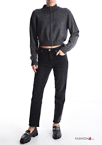 long sleeve mini lurex Cardigan Rollneck with zip - ph 5