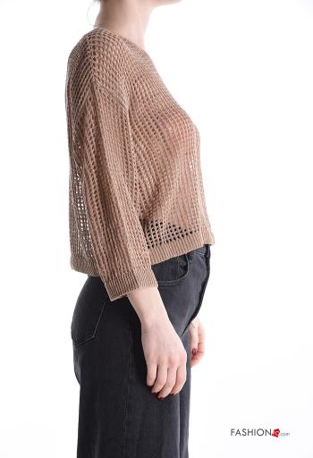 Maglione corto a rete girocollo maniche a tre quarti - ph 3