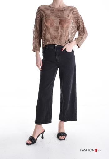 Maglione corto a rete girocollo maniche a tre quarti - ph 5