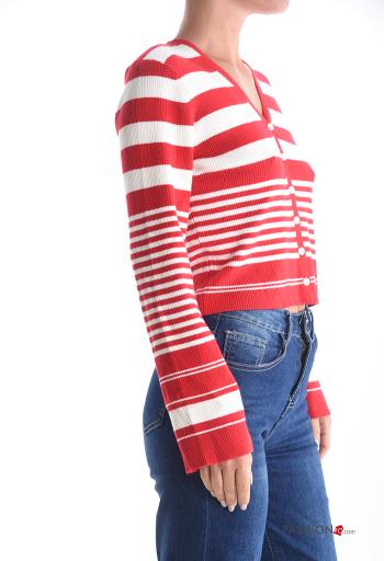 Cardigan maniche lunghe Fantasia righe con bottoni scollo a V - ph 3
