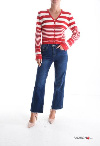 Cardigan maniche lunghe Fantasia righe con bottoni scollo a V - ph 5