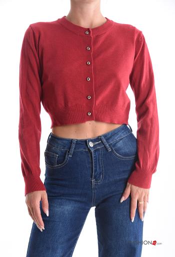 long sleeve crew neck mini Cardigan with buttons - ph 1