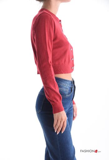 long sleeve crew neck mini Cardigan with buttons - ph 3