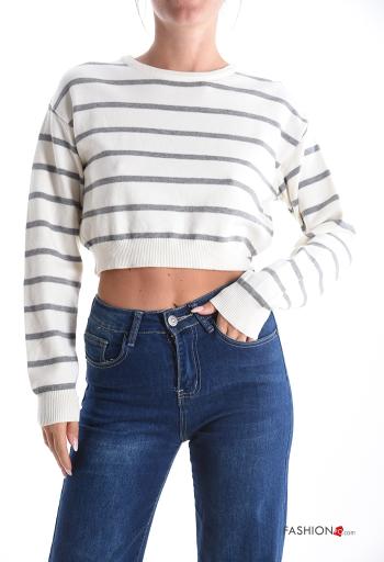 Maglione corto girocollo Fantasia righe - ph 1