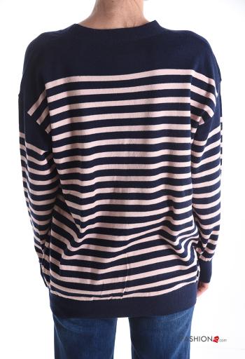 Striped Cardigan with buttons with v-neck with pockets - ph 2