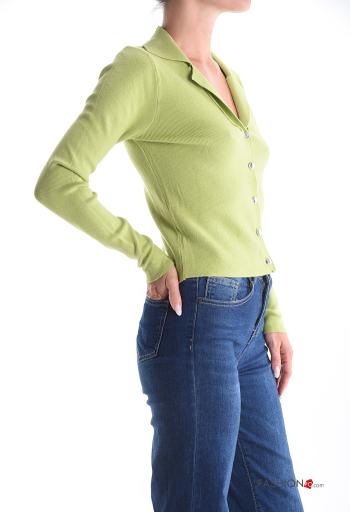 long sleeve with collar Cardigan with buttons with v-neck - ph 3