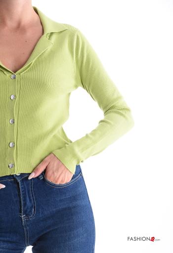 long sleeve with collar Cardigan with buttons with v-neck - ph 4