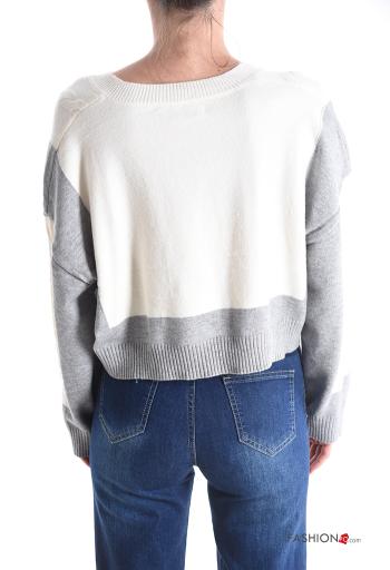 Pull manches longues oversize courte à col en V - ph 2
