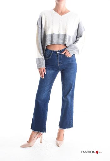 Pull manches longues oversize courte à col en V - ph 5