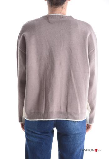 lange ärmel Strickjacke mit Knöpfen mit V-Ausschnitt mit Taschen - ph 2