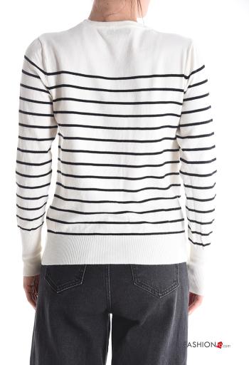 Maglione maniche lunghe girocollo Fantasia righe con bottoni - ph 2
