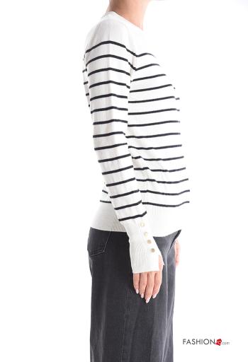 Maglione maniche lunghe girocollo Fantasia righe con bottoni - ph 3
