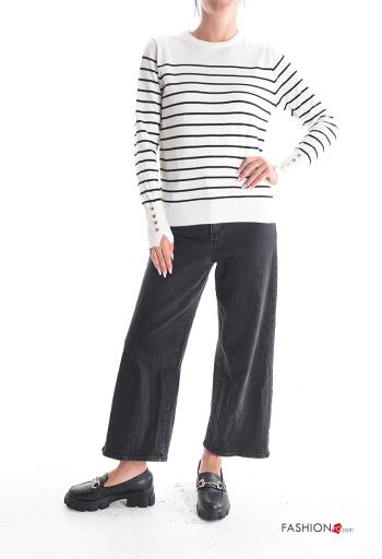 Maglione maniche lunghe girocollo Fantasia righe con bottoni - ph 5