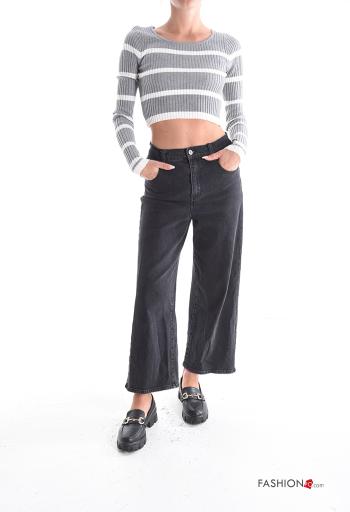 Streifenmuster kurz Strickpullover - ph 5