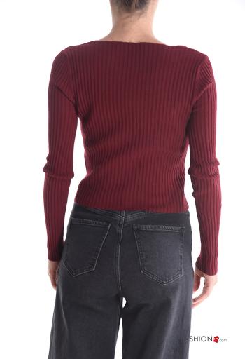 Maglione costine maniche lunghe scollo a V - ph 2
