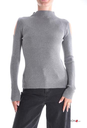 Maglione costine maniche lunghe a collo alto