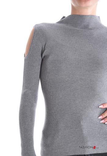 Maglione costine maniche lunghe a collo alto - ph 4