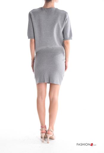 Maglione maniche corte al ginocchio con strass - ph 2