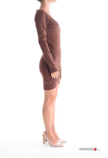 long sleeve mini Dress with v-neck with elastic - ph 3