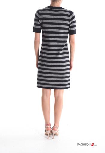 Striped short sleeve crew neck knee-length Dress - ph 2