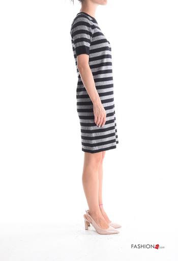 Striped short sleeve crew neck knee-length Dress - ph 3