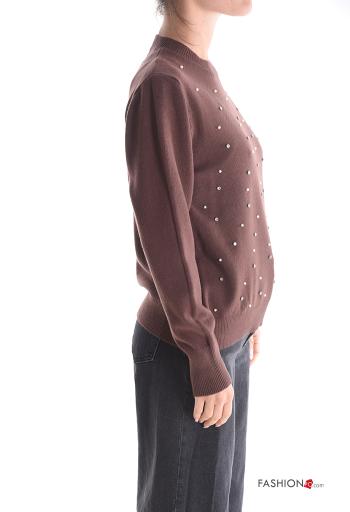 Strickpullover mit Perlen mit Strasssteinen - ph 3