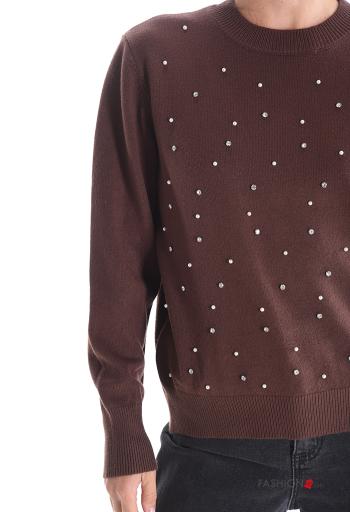Strickpullover mit Perlen mit Strasssteinen - ph 4