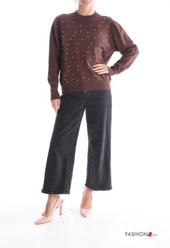 Strickpullover mit Perlen mit Strasssteinen - ph 5