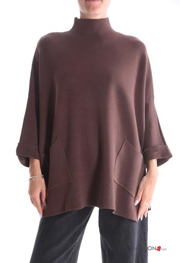 Strickpullover Rollkragen- mit Taschen
