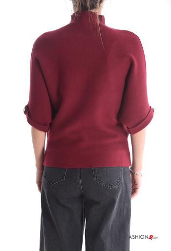 kurze ärmel Strickpullover Rollkragen- mit Strasssteinen - ph 2