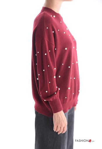 Camisola gola redonda com pérolas com strass - ph 3