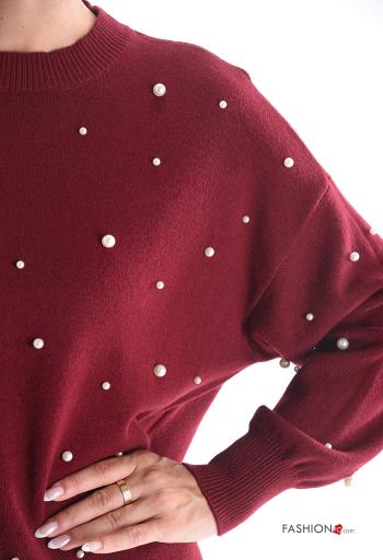 Camisola gola redonda com pérolas com strass - ph 4