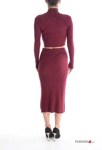Coordinato maniche lunghe con spacco con elastico con paillettes a collo alto - ph 2