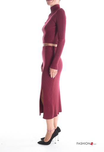 Coordinato maniche lunghe con spacco con elastico con paillettes a collo alto - ph 3