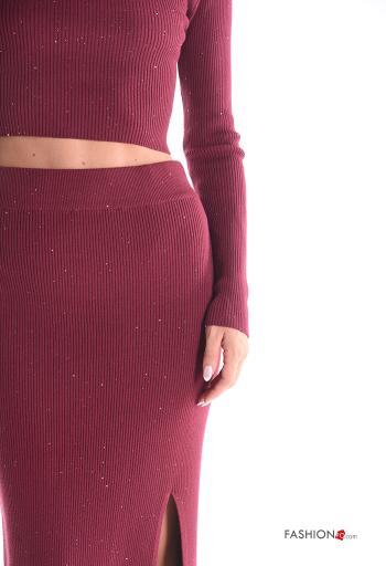 Coordinato maniche lunghe con spacco con elastico con paillettes a collo alto - ph 4