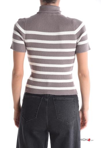 Maglione maniche corte Fantasia righe a collo alto - ph 2