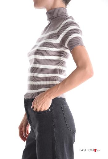 Maglione maniche corte Fantasia righe a collo alto - ph 3