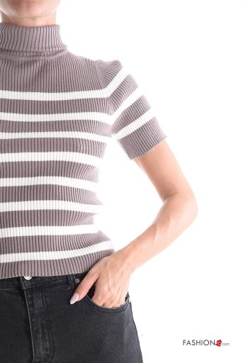 Maglione maniche corte Fantasia righe a collo alto - ph 4