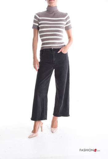 Maglione maniche corte Fantasia righe a collo alto - ph 5